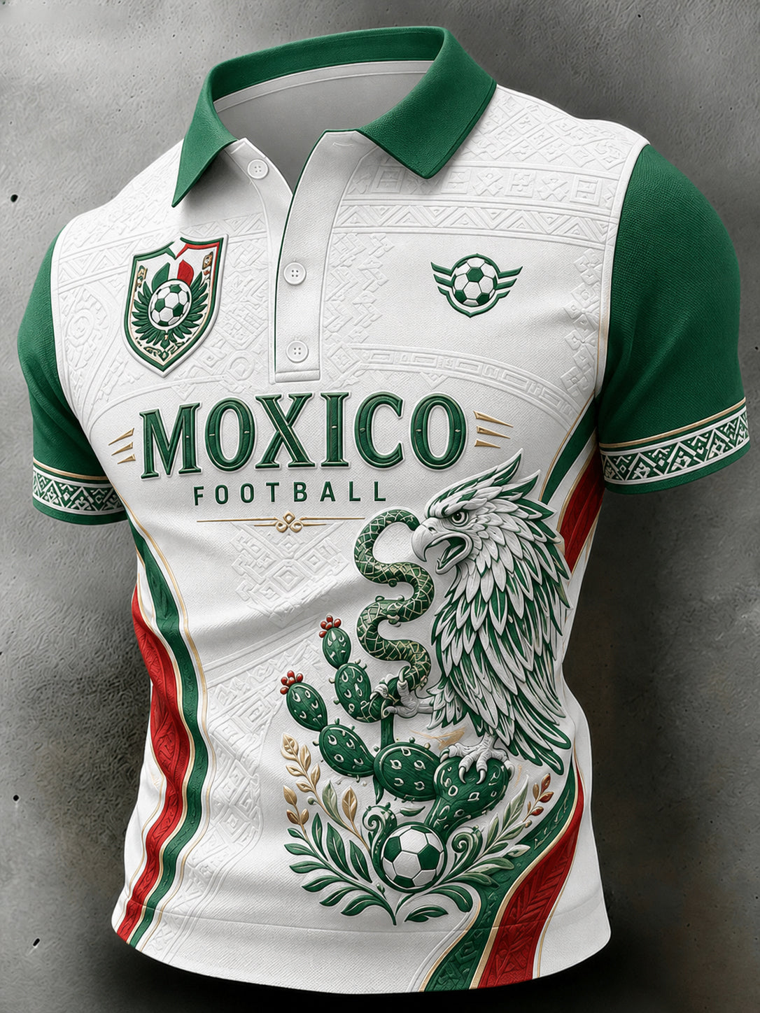 Men's Football-Themed Printed Casual Short-Sleeve Polo Shirt