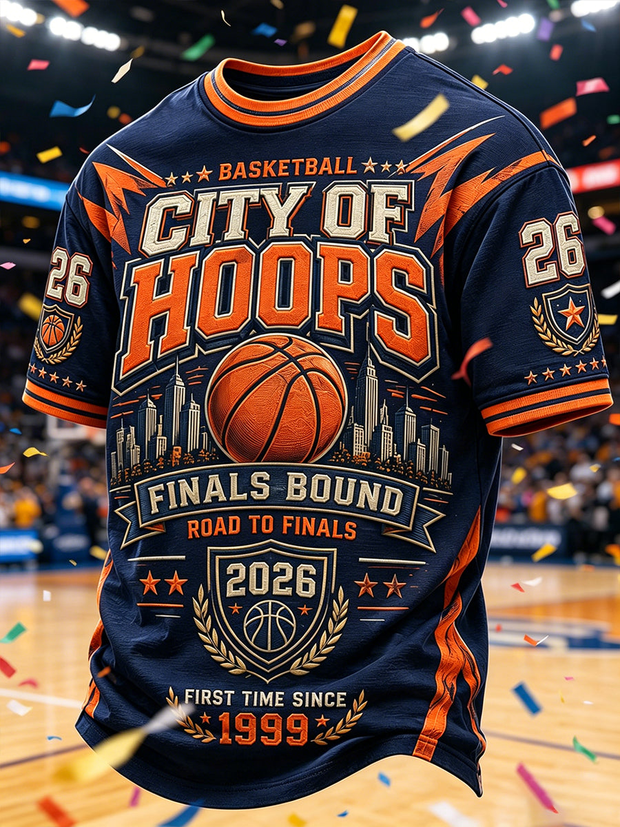 Men's Classic Basketball Fan Graphic Print T-shirt