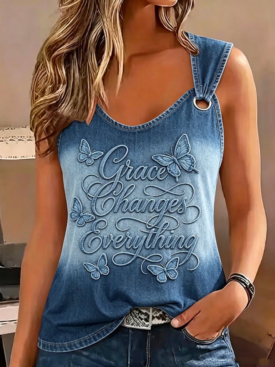 Women's Retro Animal Butterfly Print Sleeveless Tank Top
