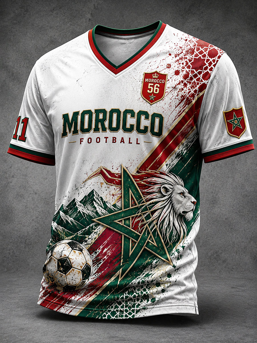 Retro Moroccan Football Fan Art Print Casual Jersey