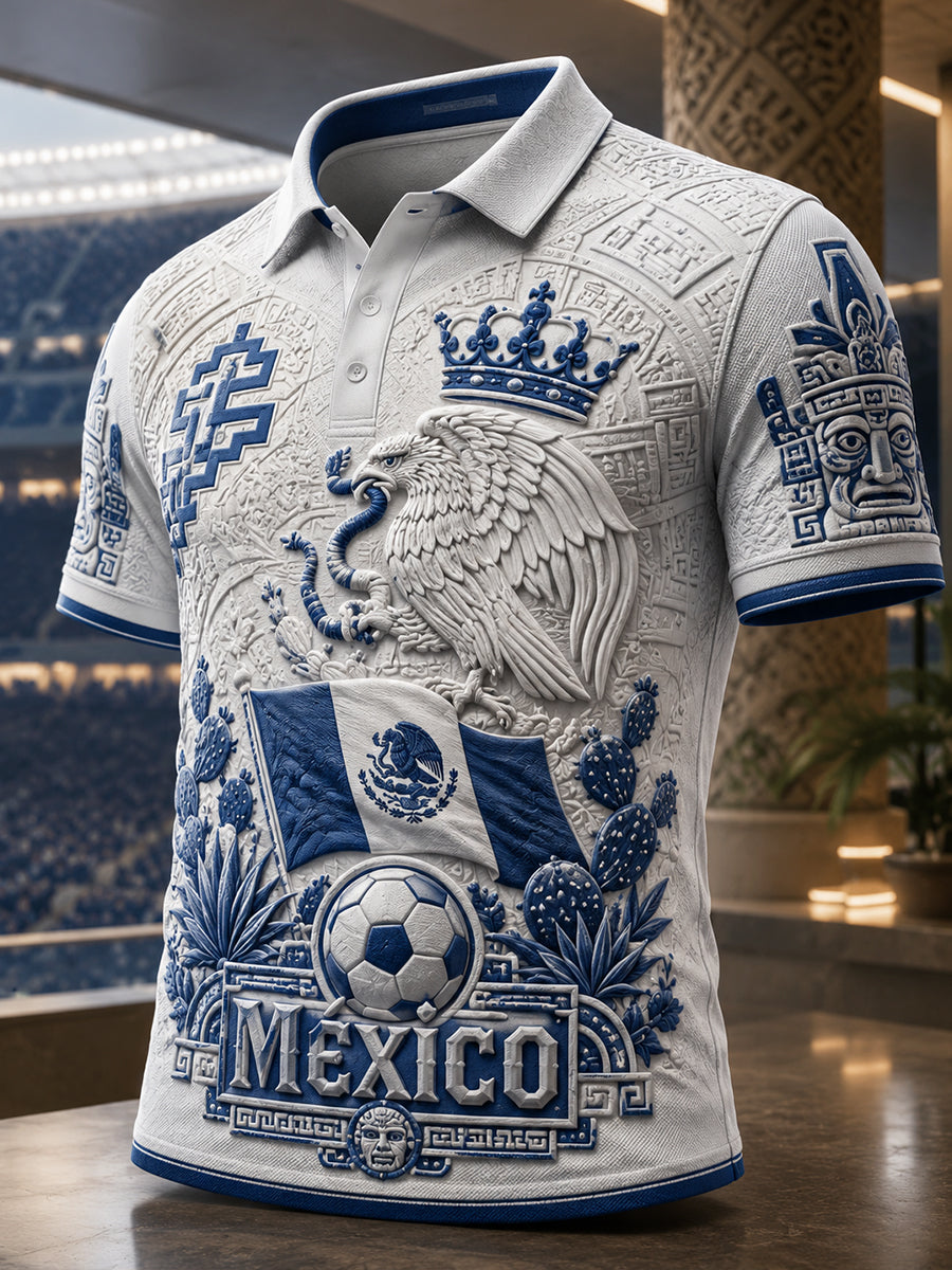 Men's Mexican Football Match Cheering Art Print Polo