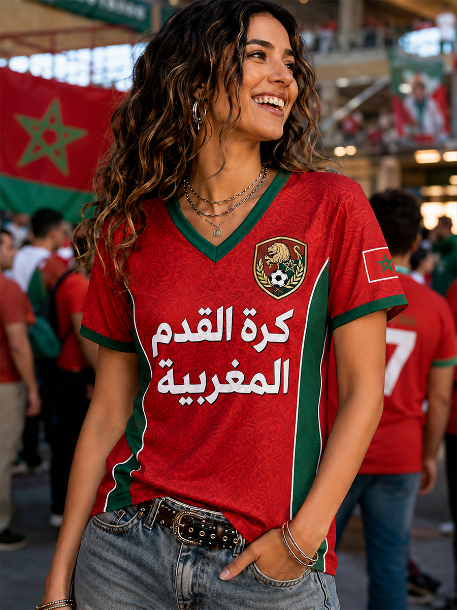 Retro Moroccan Football Fan Art Print Casual Jersey