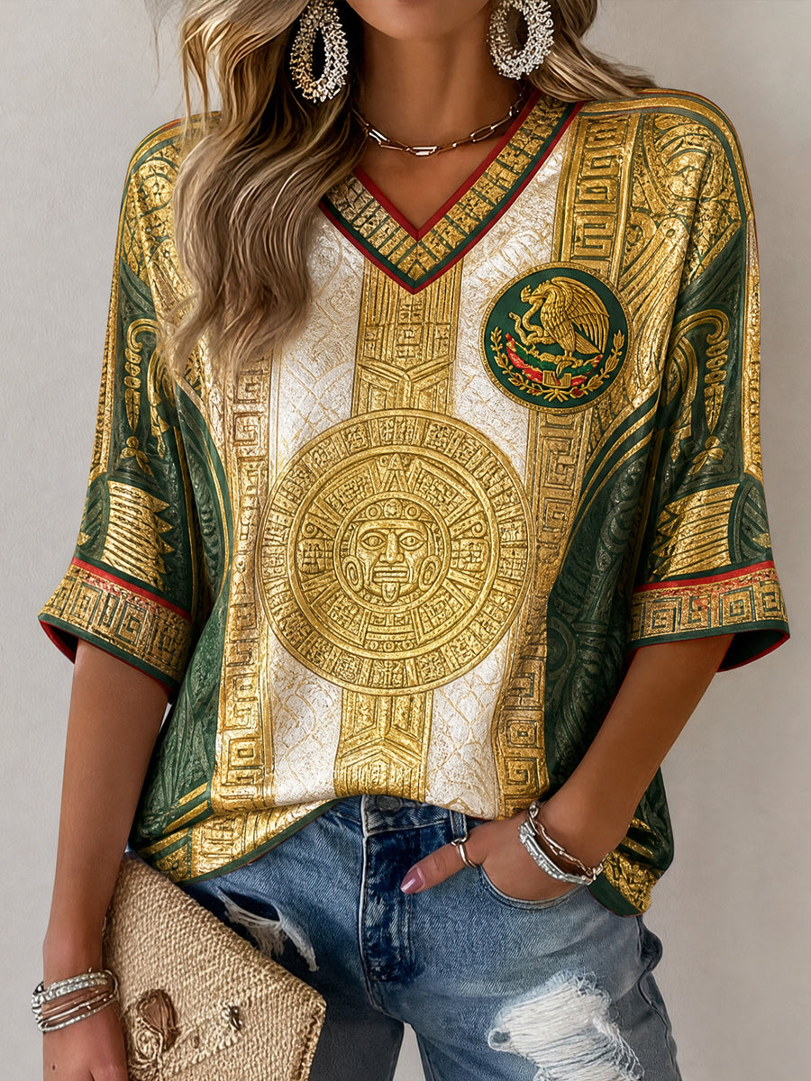 Mexican Art Football Enthusiast Art Print T-shirt
