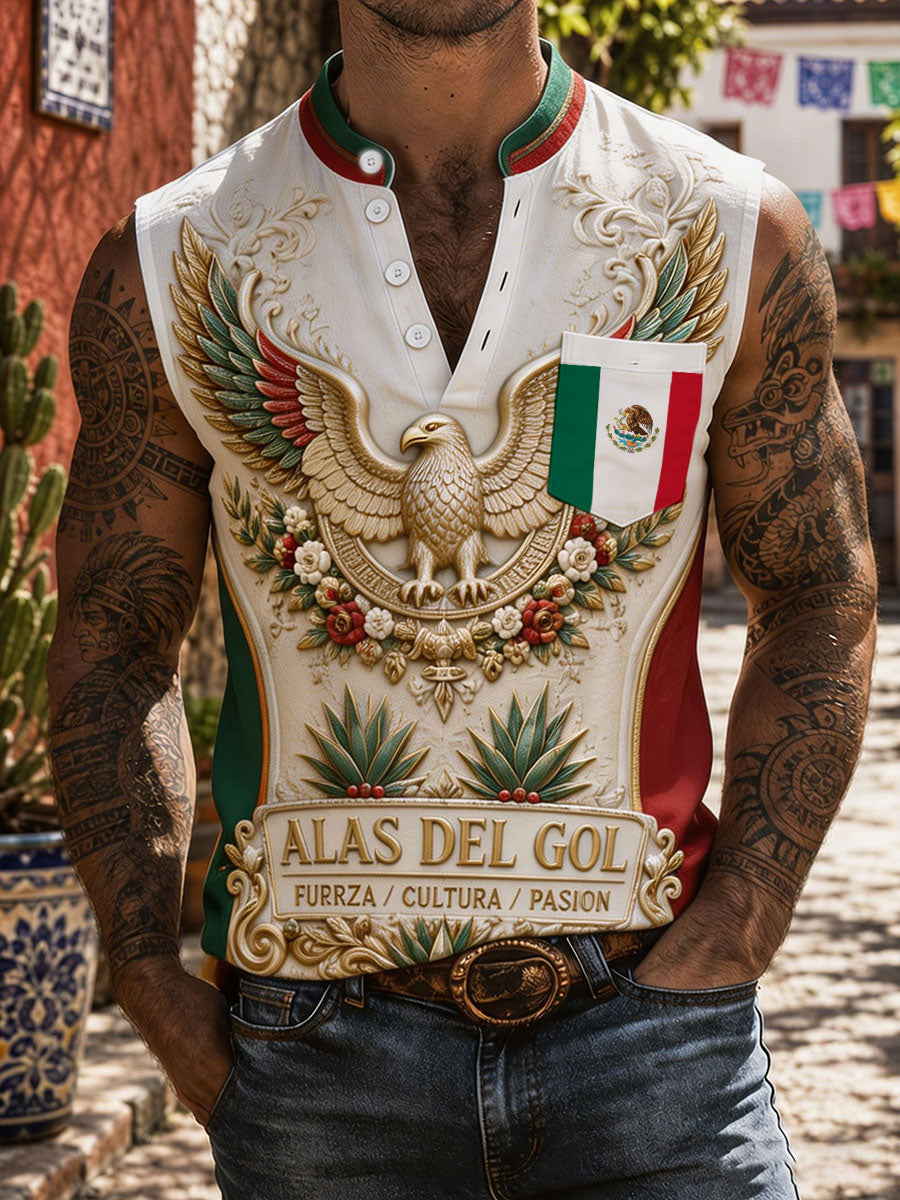 Men's Mexico Pride Art Printed Linen Tank Tops