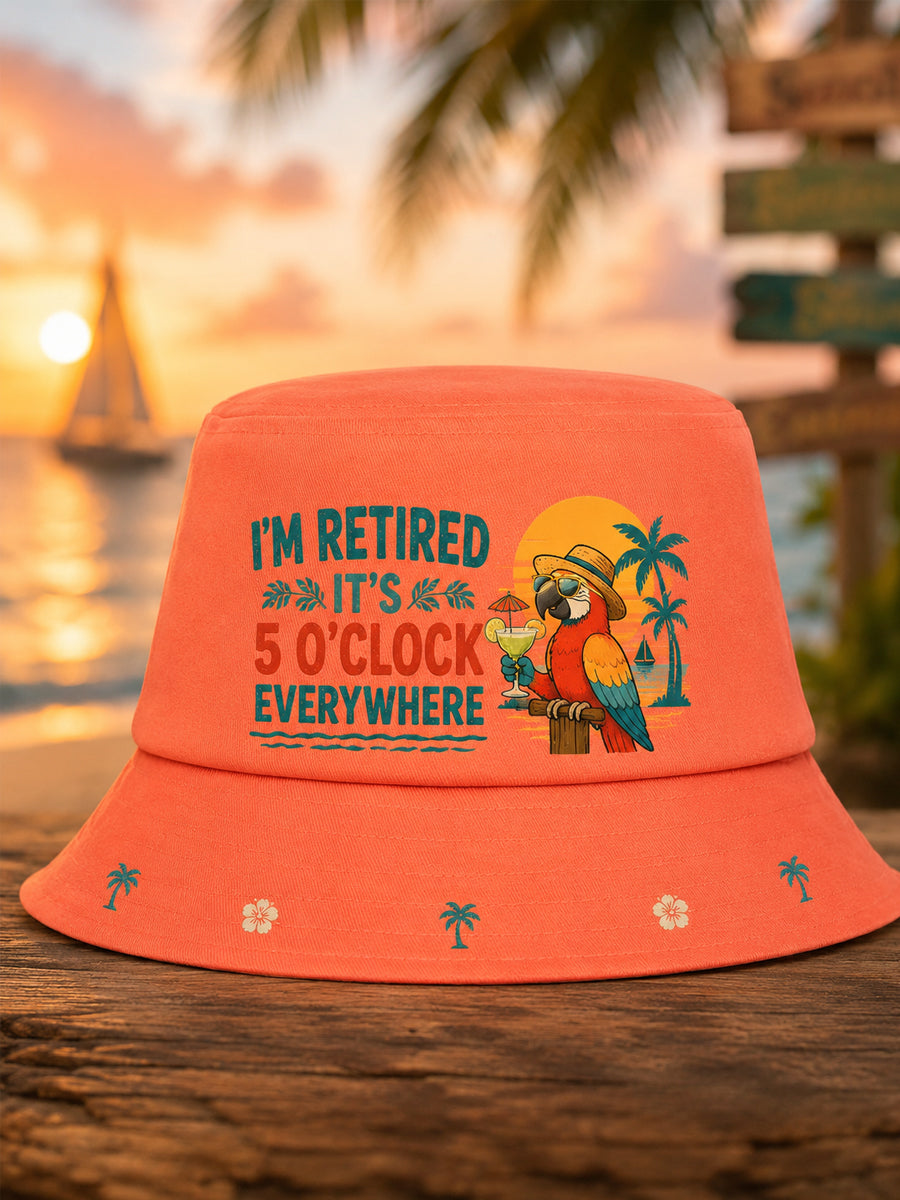 Unisex I'm Retired It's 5 O'clock Everywhere Parrot Print Casual Hat