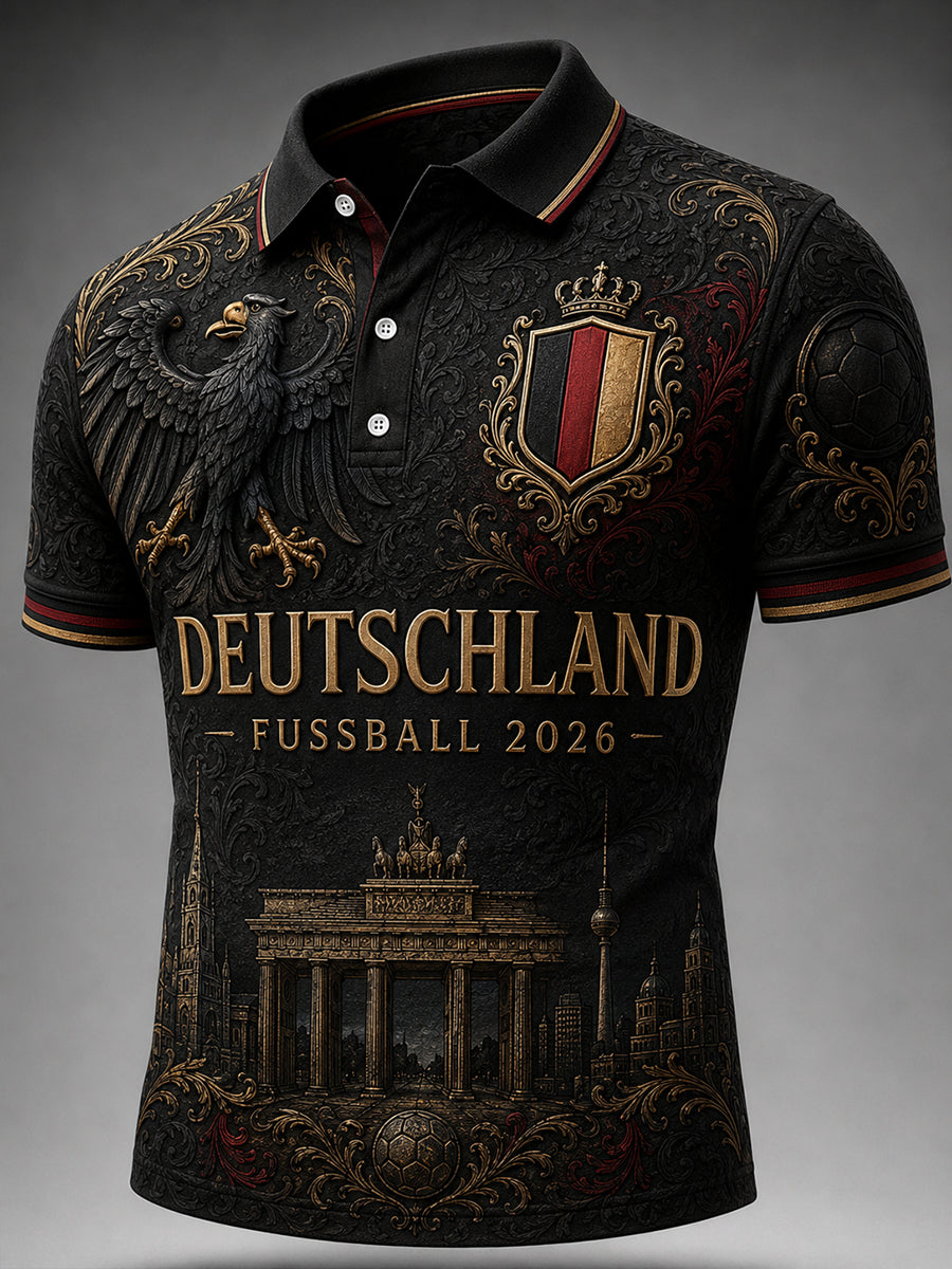 Men's Vintage Deutschland Football Fan Printed Shirt