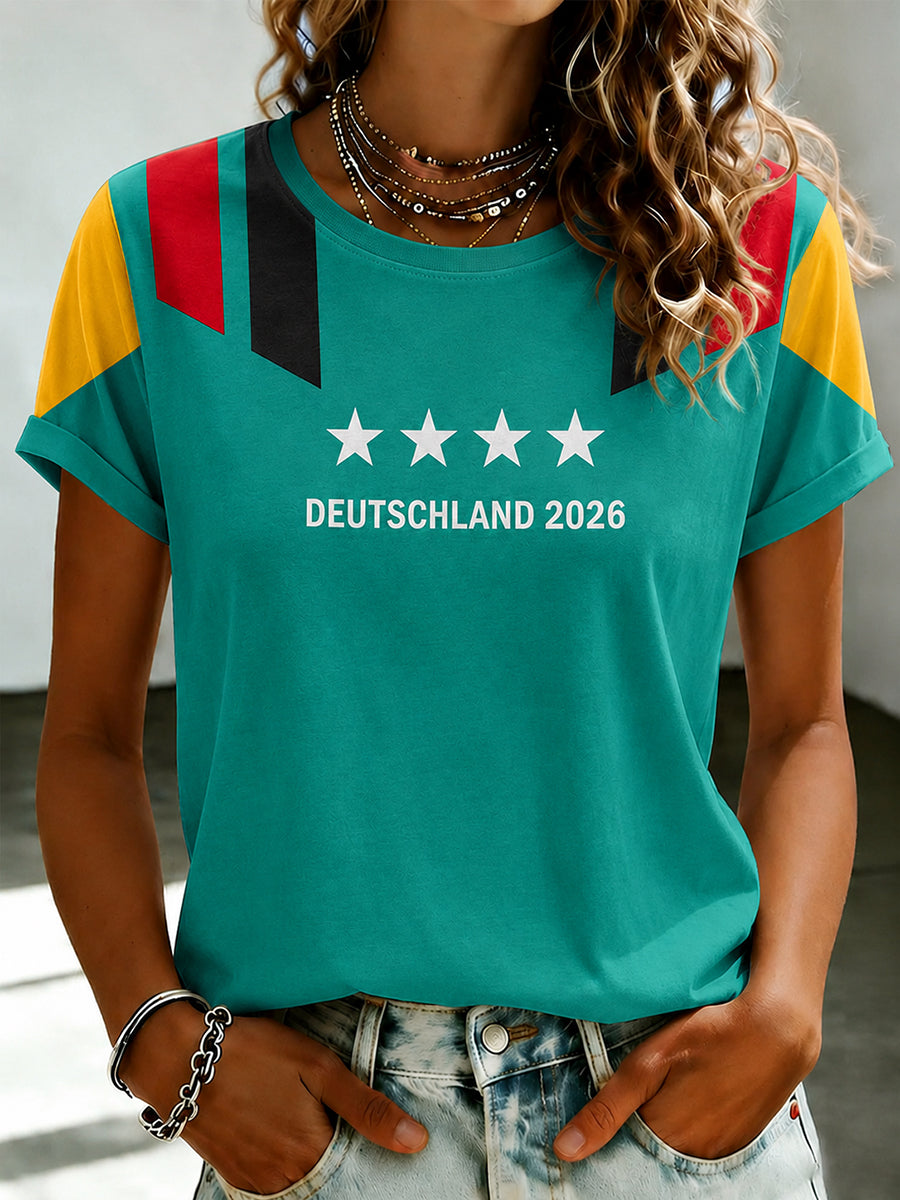 Women's Germany Football Fan 2026 Printed T-shirt