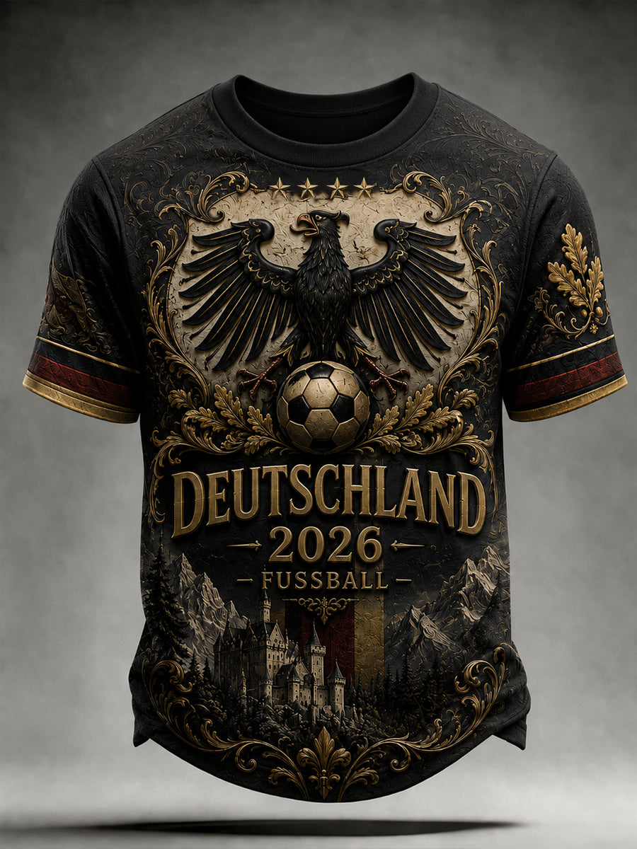 Men's Vintage Deutschland Football Fan Printed T-shirt