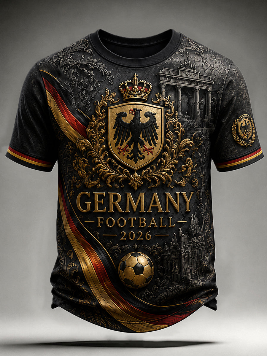 Men's Vintage Deutschland Football Fan Printed T-shirt