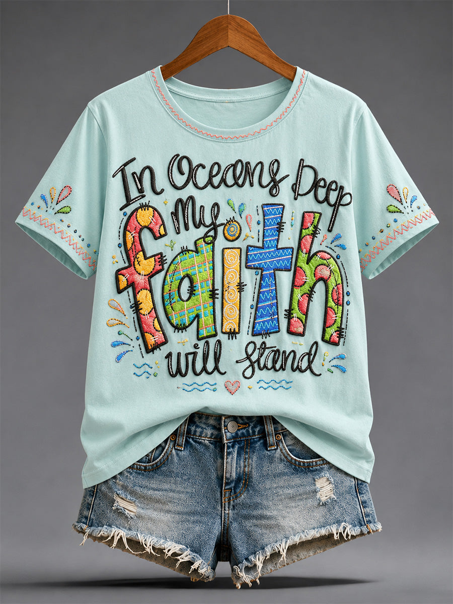 Women's Christian Jesus Print Casual Tee