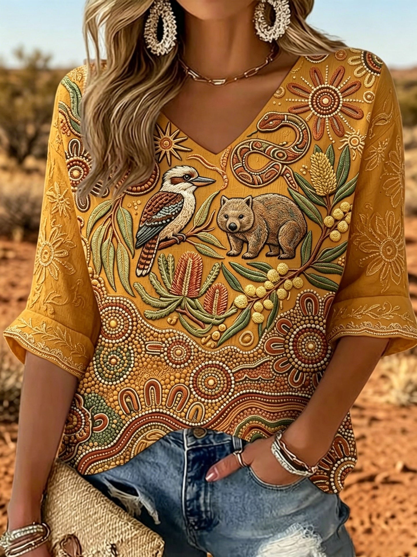 Women's Australia Naidoc Week Printed Tops