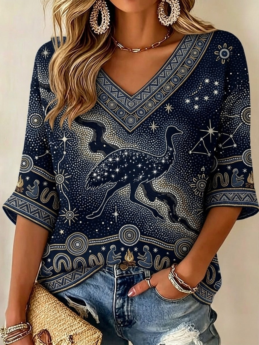 Women's Retro Australian NAIDOC Week Art Printed Top