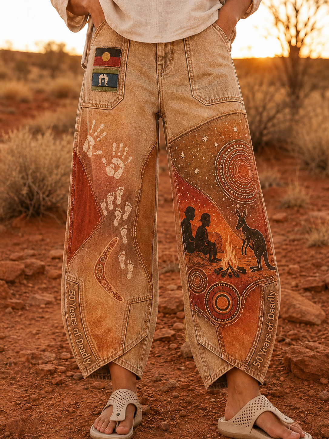 Women's Naidoc Week Art Print Flared Trousers
