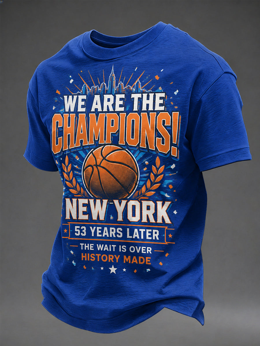 Men's We Are The Champions! Gift For Basketball Fans Print Casual Tee