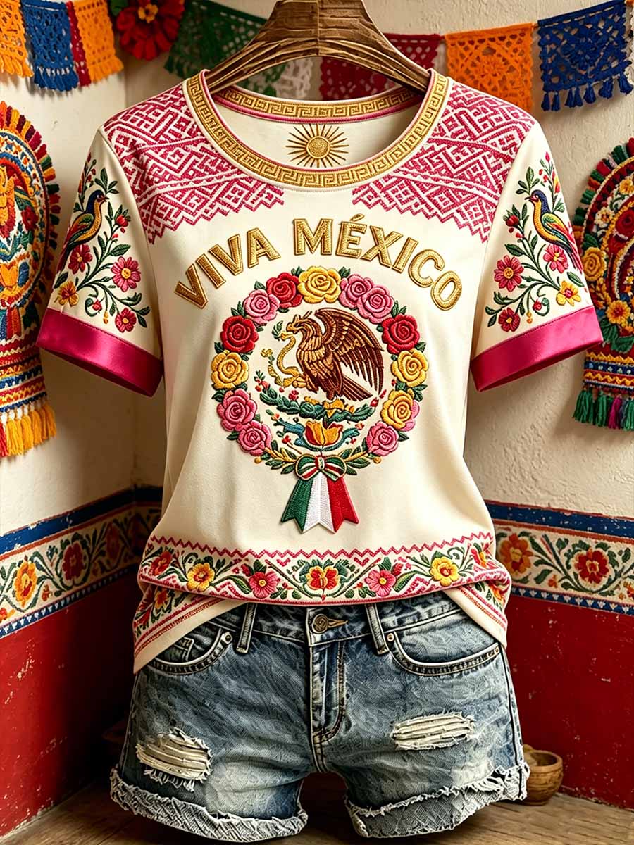 Women's Fashion Mexican Football Print T-Shirt