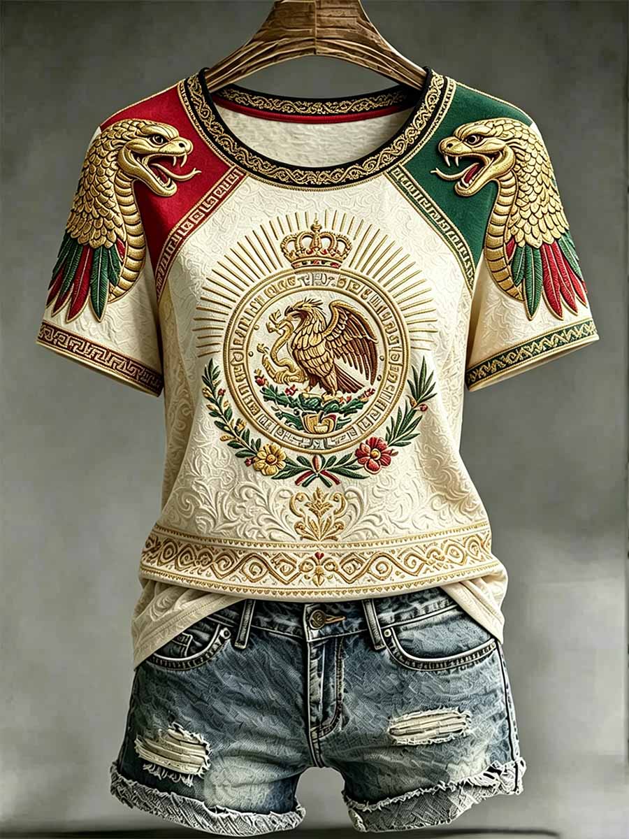 Women's Fashion Mexican Football Print T-Shirt