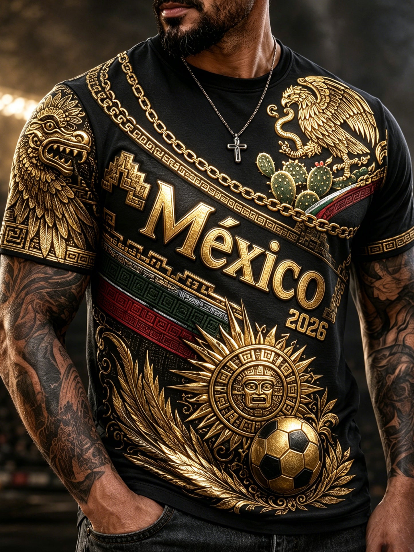 Men's Mexican Football Match Cheering Art Print T-Shirt