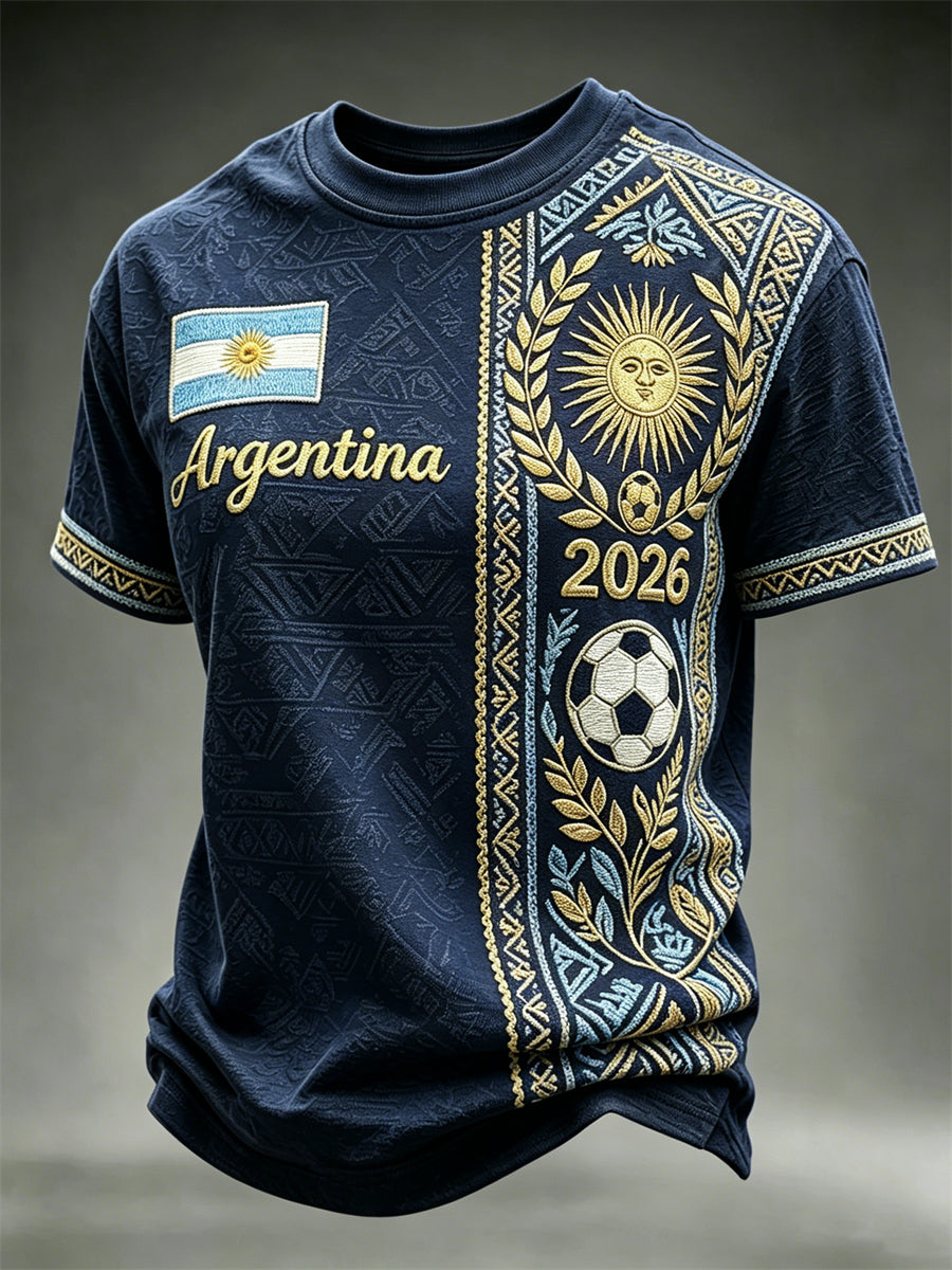 Men's 2026 Argentina Team Flag Ethnic Print short sleeves t-shirt