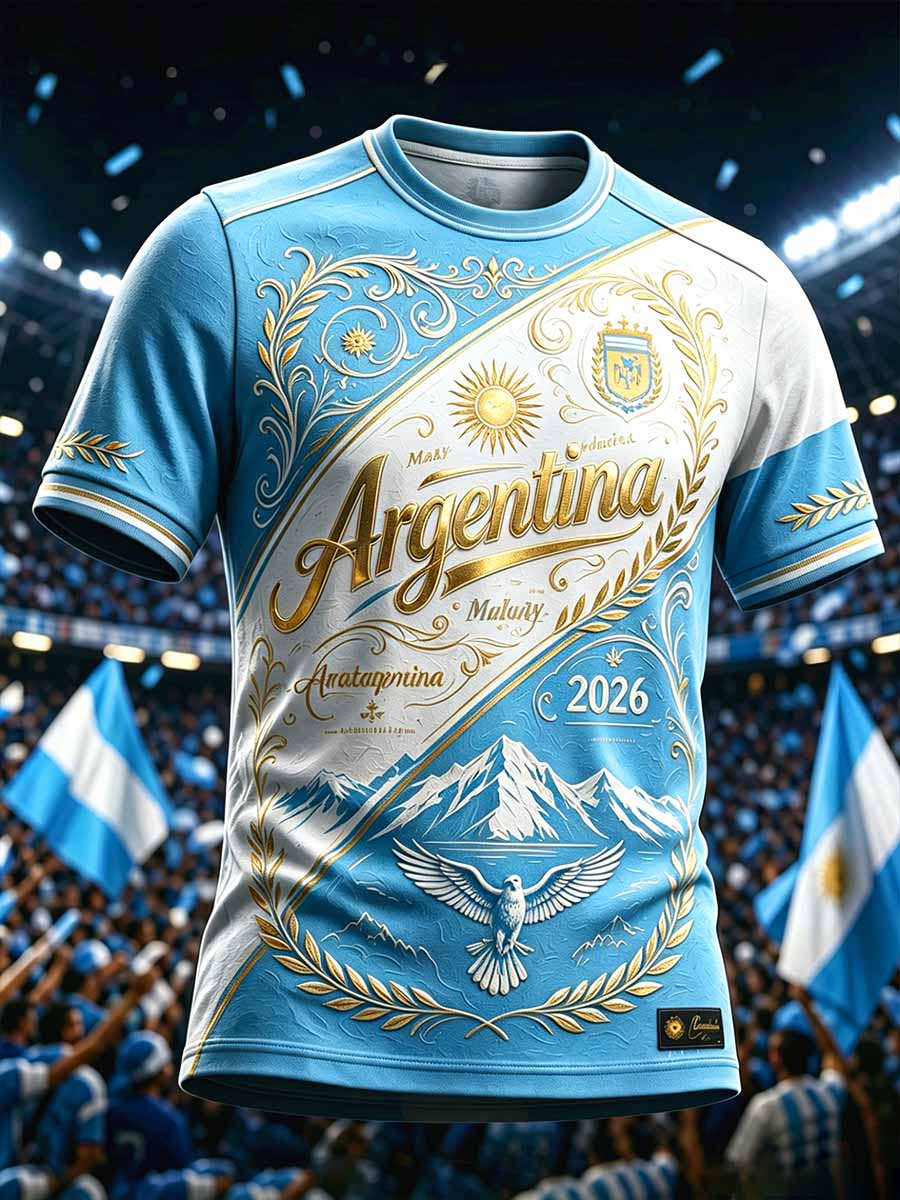 Men's Fashion Argentine Football Print T-Shirt