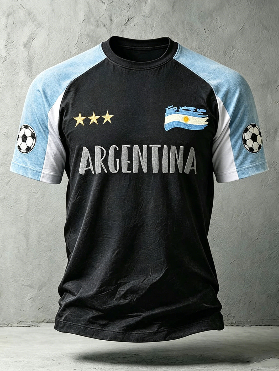 Men's star football team cheering casual short sleeve t-shirt