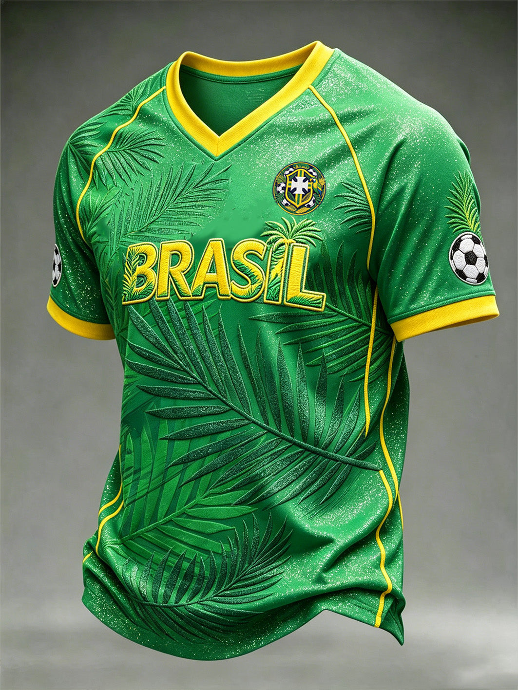 Men's football element plant print casual sports T-shirt