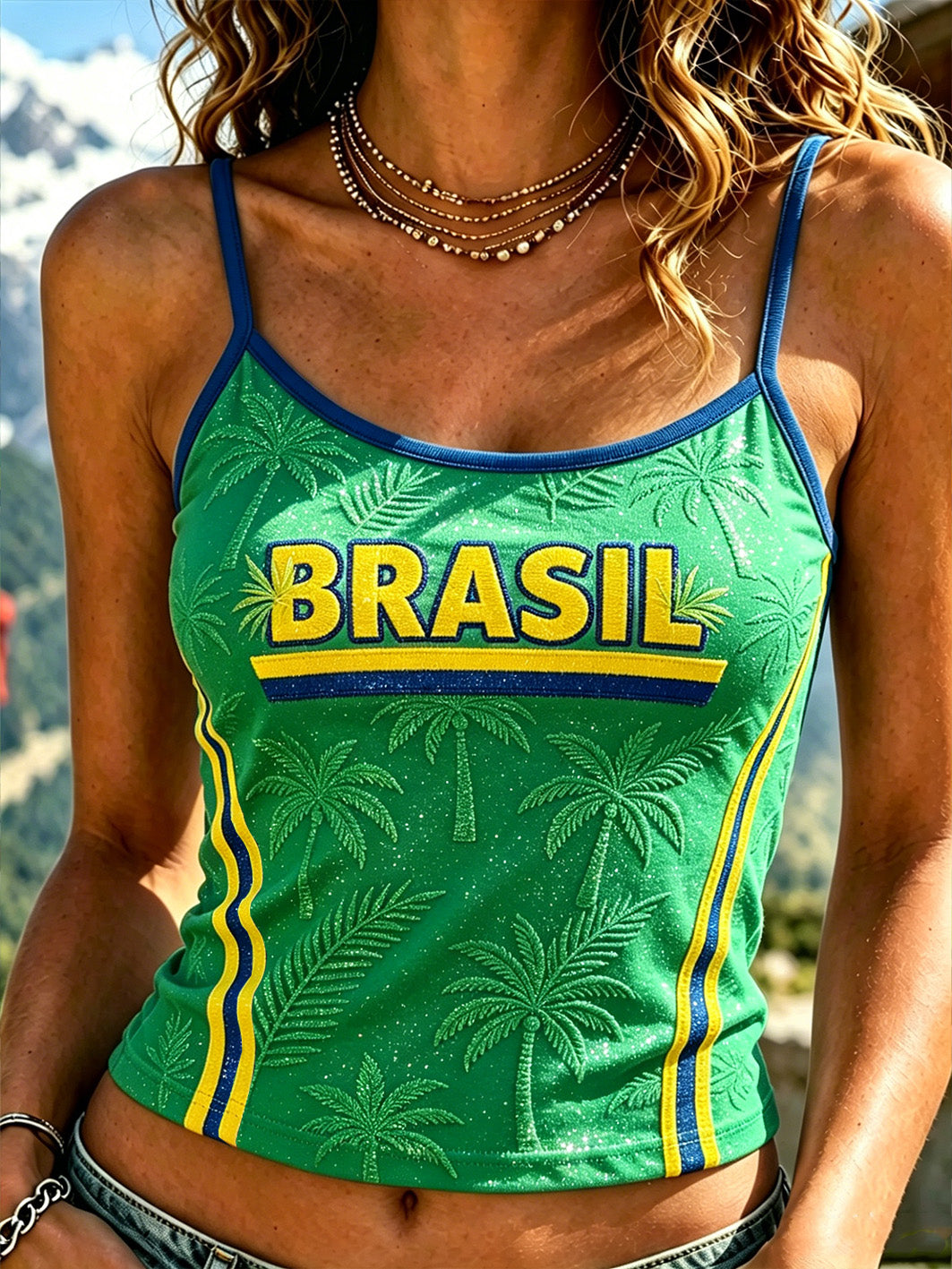 Women's football element plant print casual vest