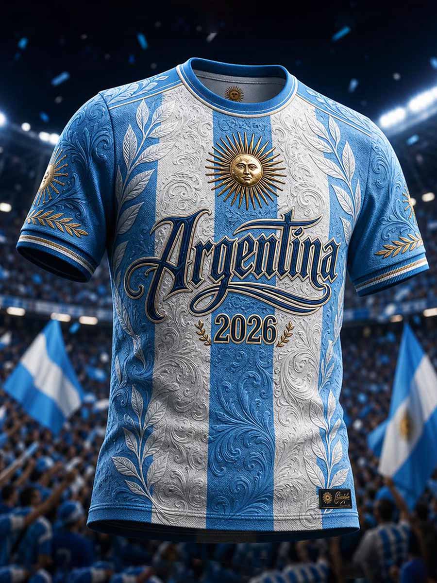 Men's Fashion Argentine Football Print T-Shirt