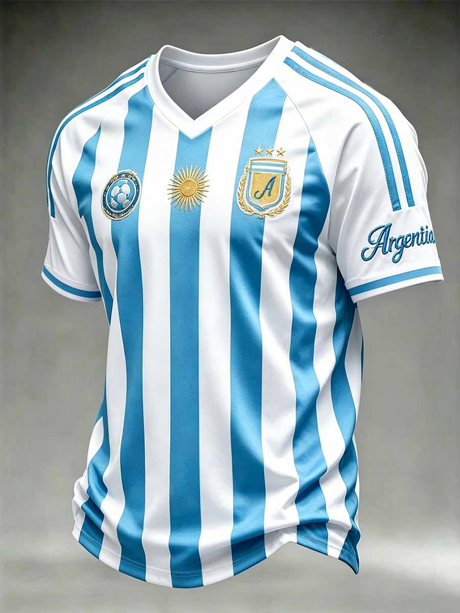 Men's Argentina Football Match Printed T-Shirt