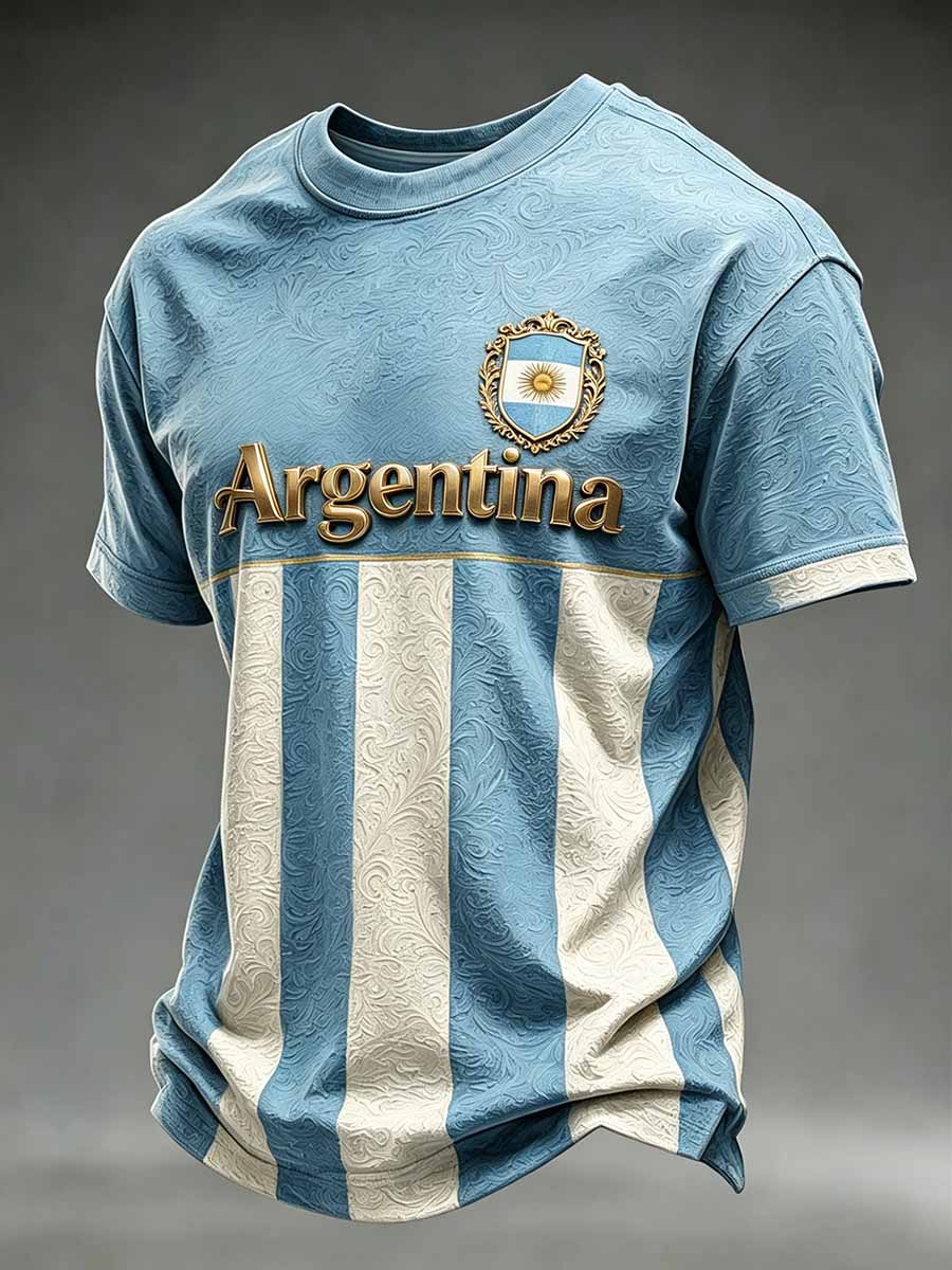 Men's Argentina Football Match Printed T-Shirt
