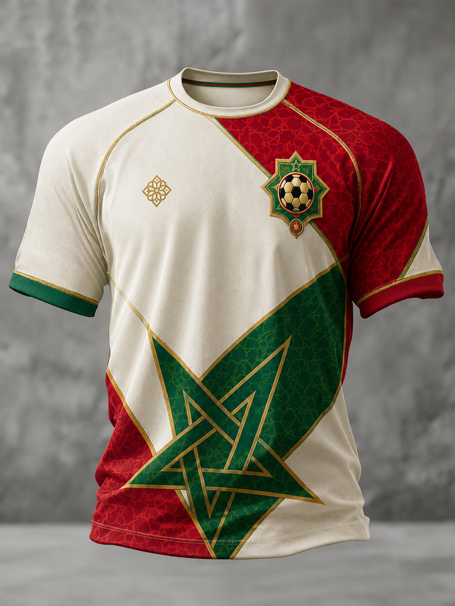 Men's Morocco Football Printed short sleeve t-shirt