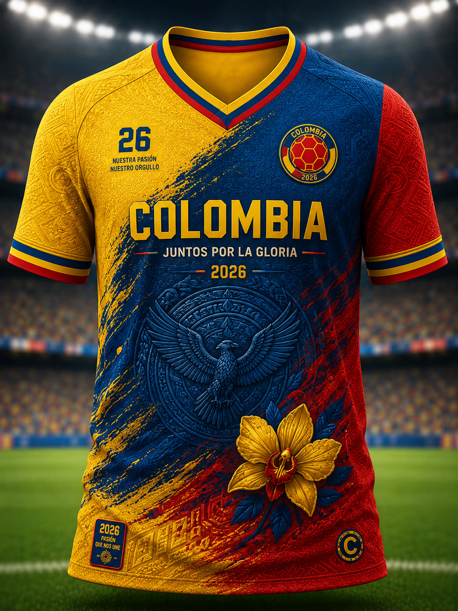 Retro Colombia Soccer Fan Casual T-Shirt