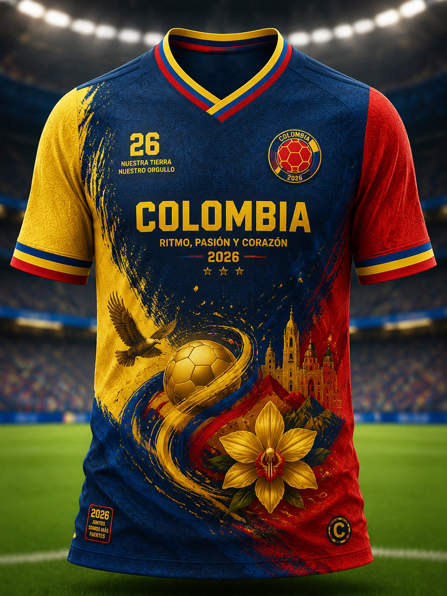 Retro Colombia Soccer Fan Classic Casual T-Shirt