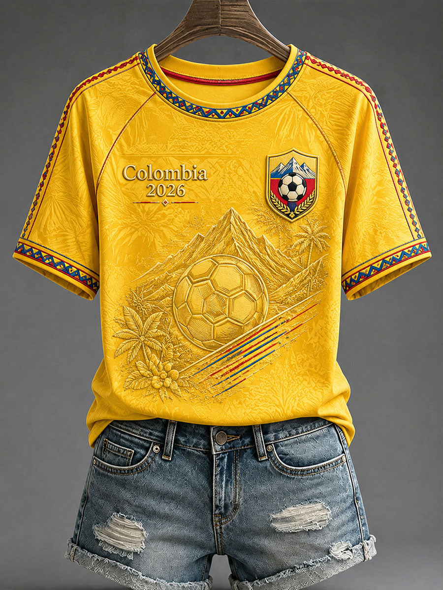Women's 2026 Colombia Football Print Casual T-Shirt