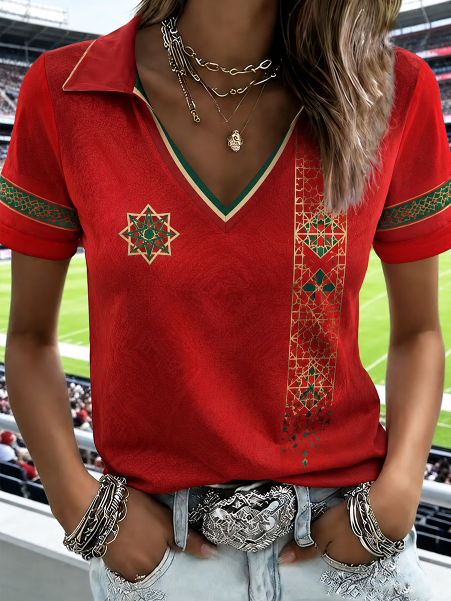 Women's Morocco Football Printed short-sleeved T-shirt