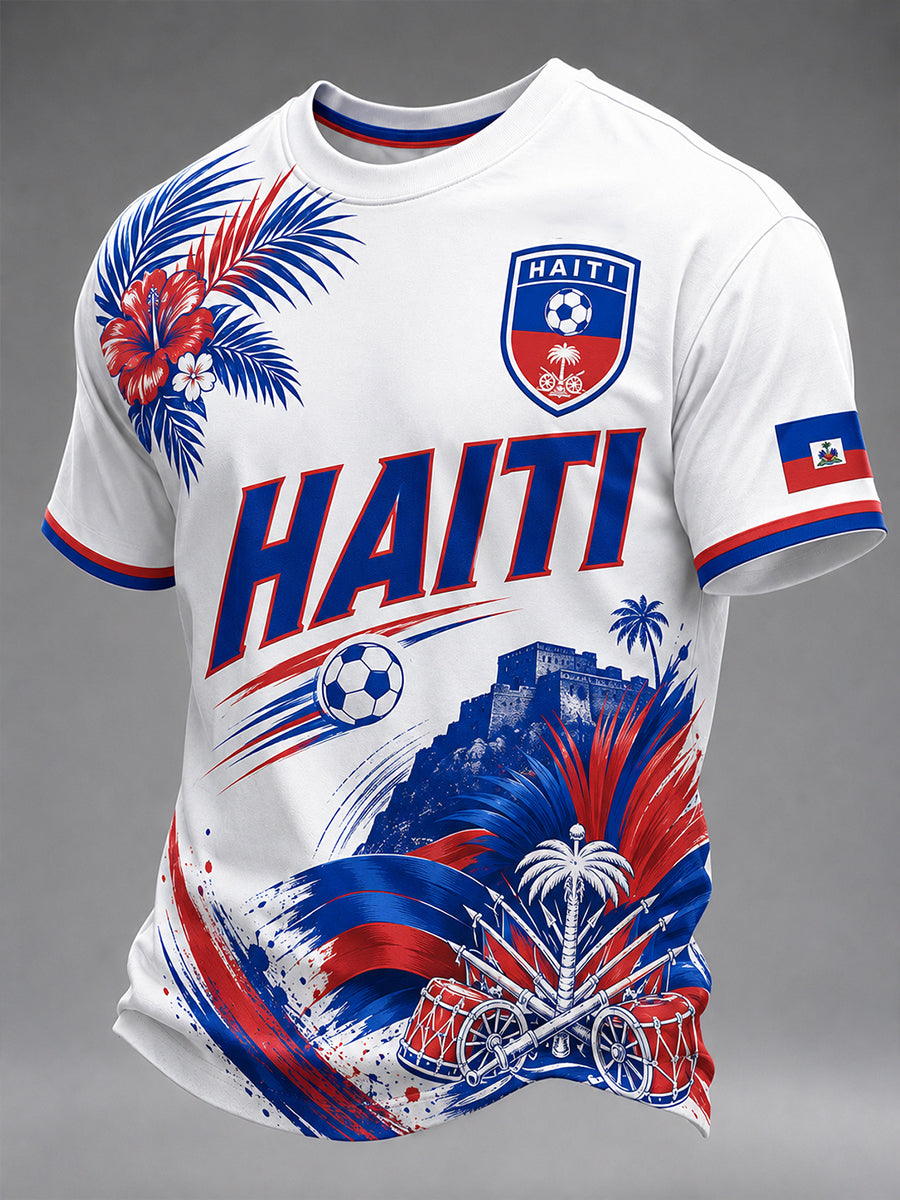Men's Short-Sleeved T-Shirt With Football Print