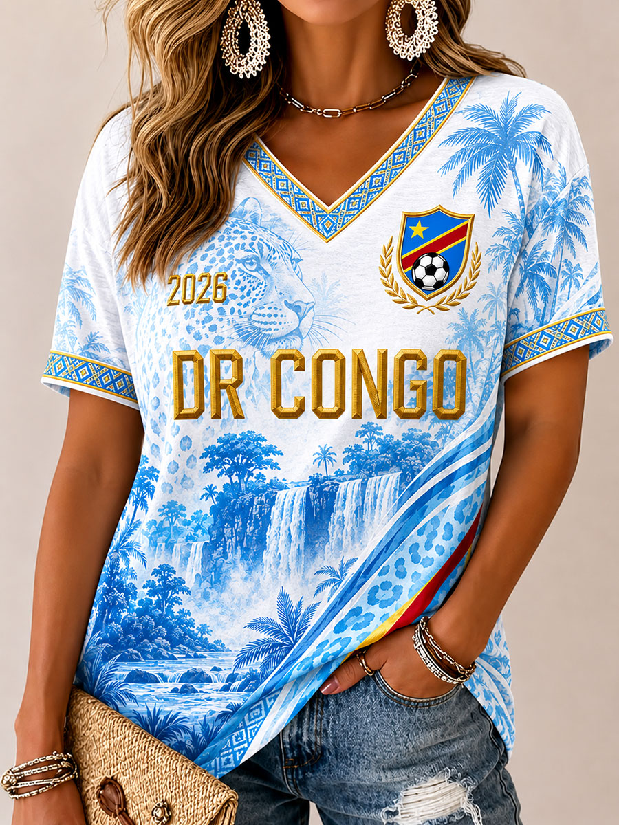 Women's DRC Football Print Casual T-shirt