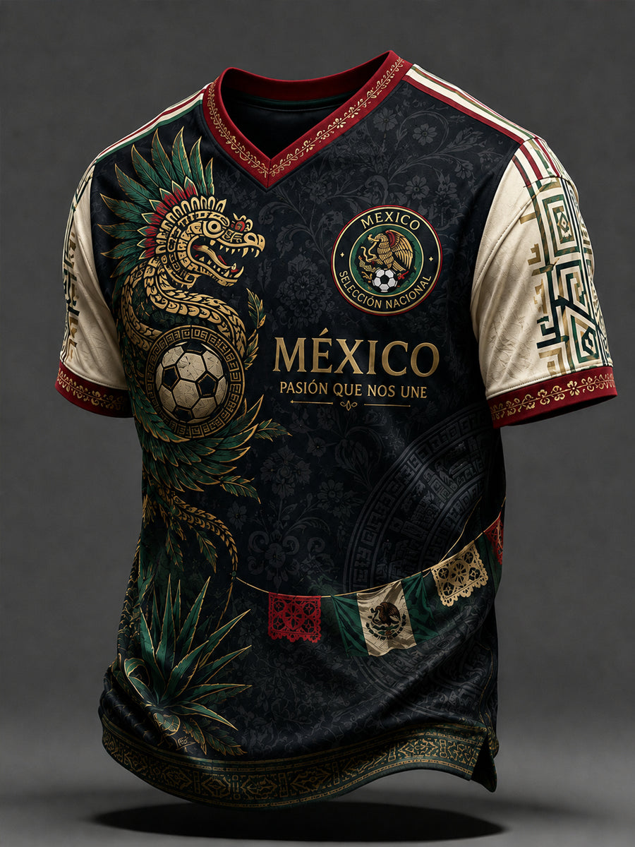 Men's Mexican Football Fan Casual Printed T-shirt