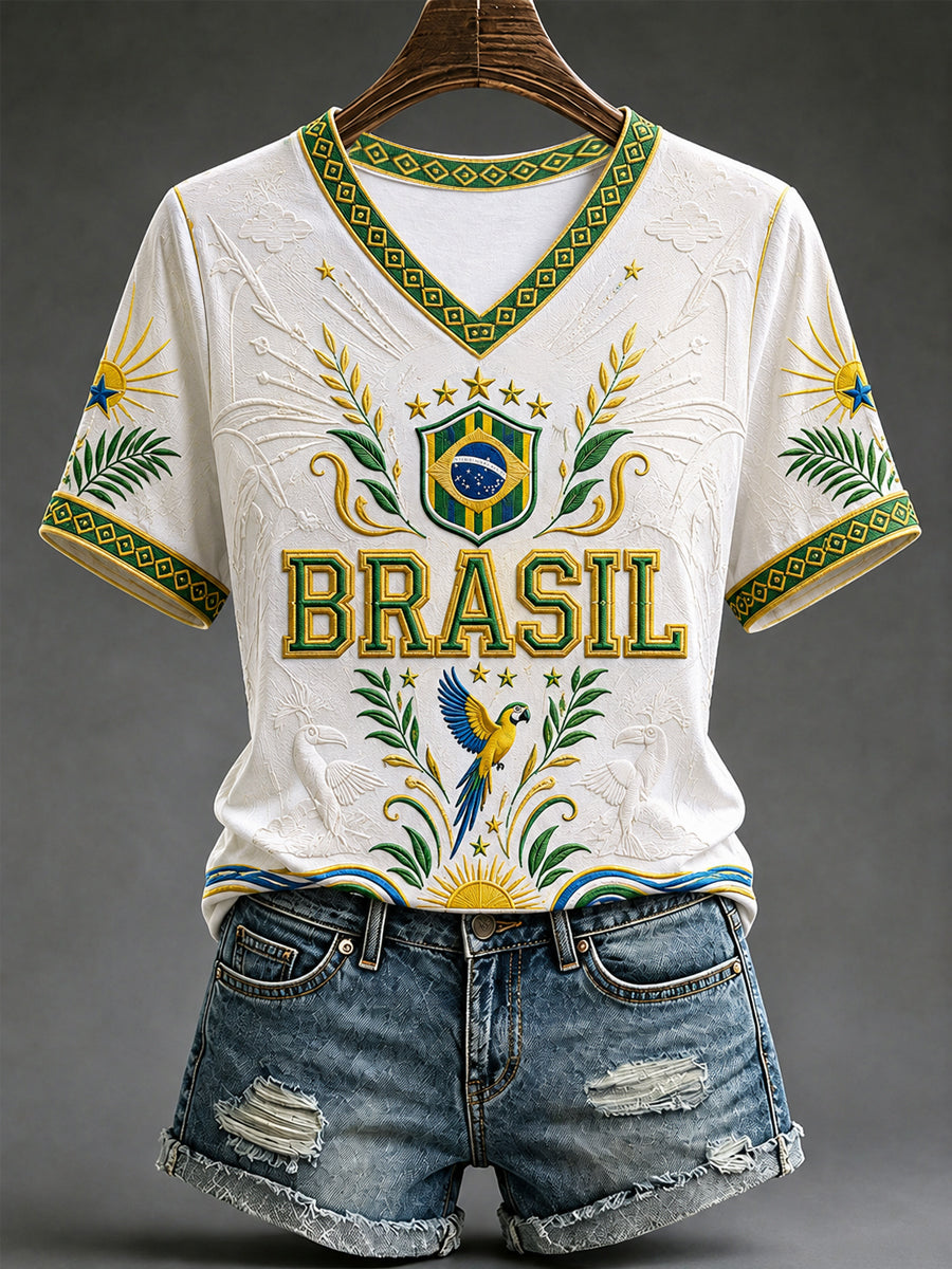 Women's Gift For Football Fans Print Casual V-Neck Tee