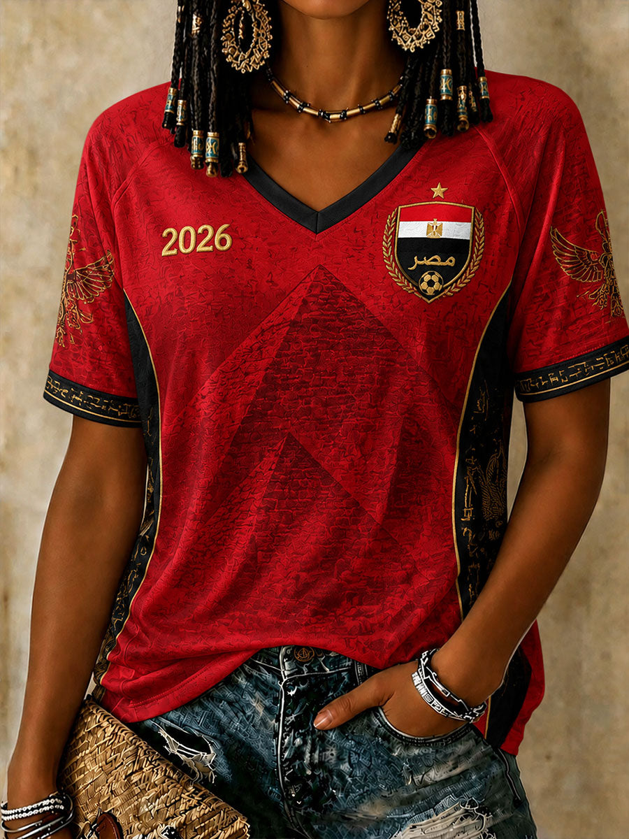 Women's Egypt Football V-Neck T-Shirts