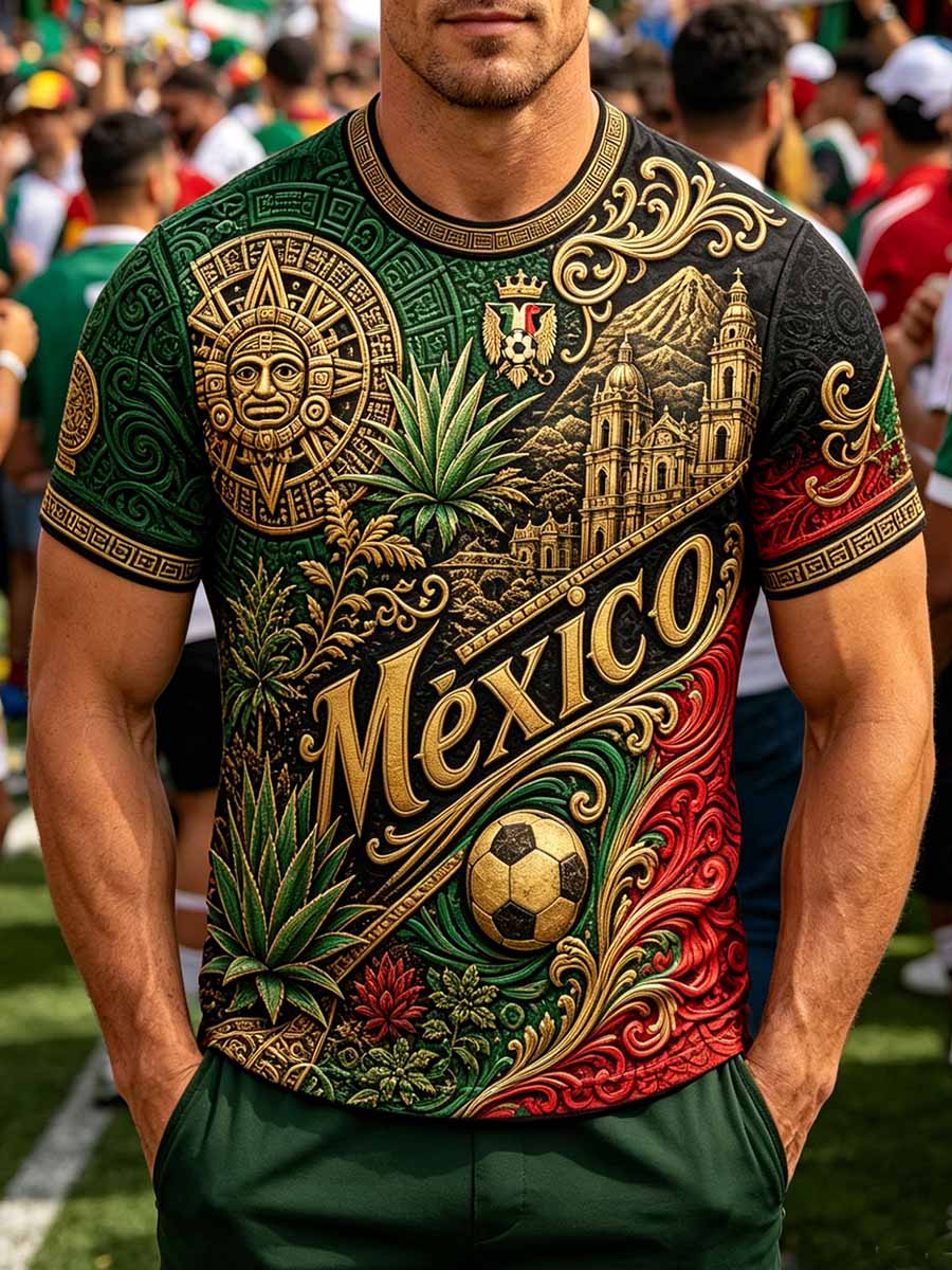 Men's Mexican Football Print T-Shirt