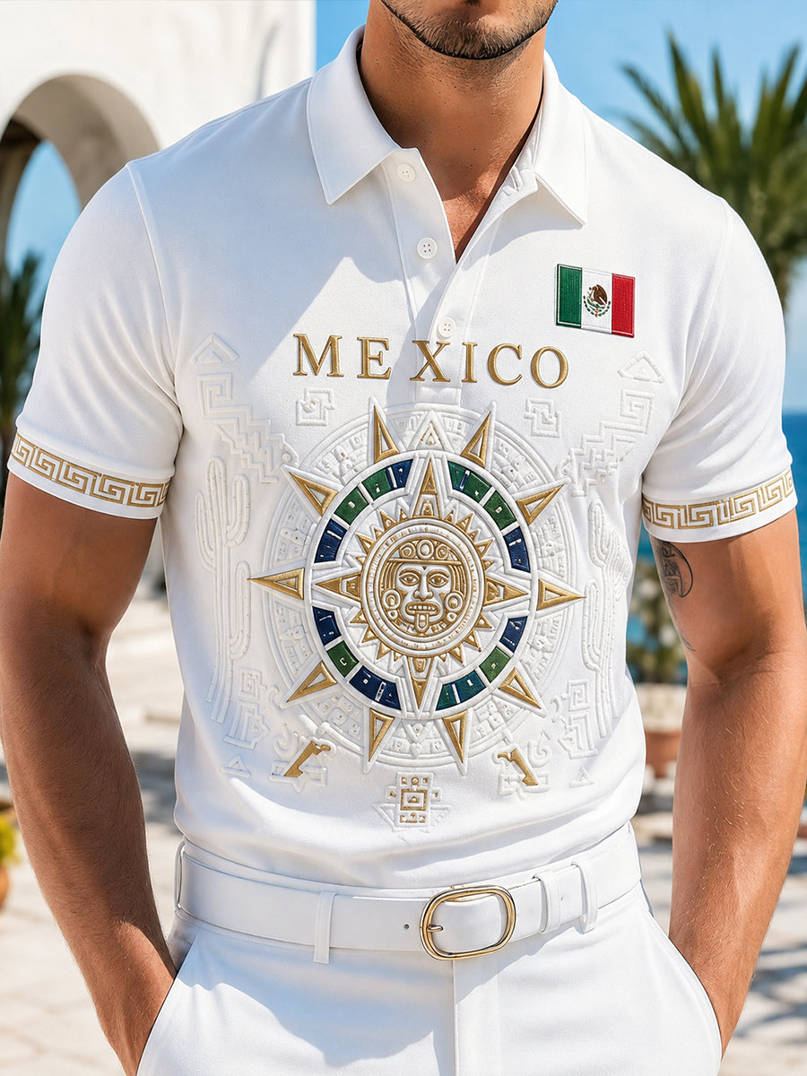 Men's Mexican Football Match Cheering Element Art Print Polo Shirt