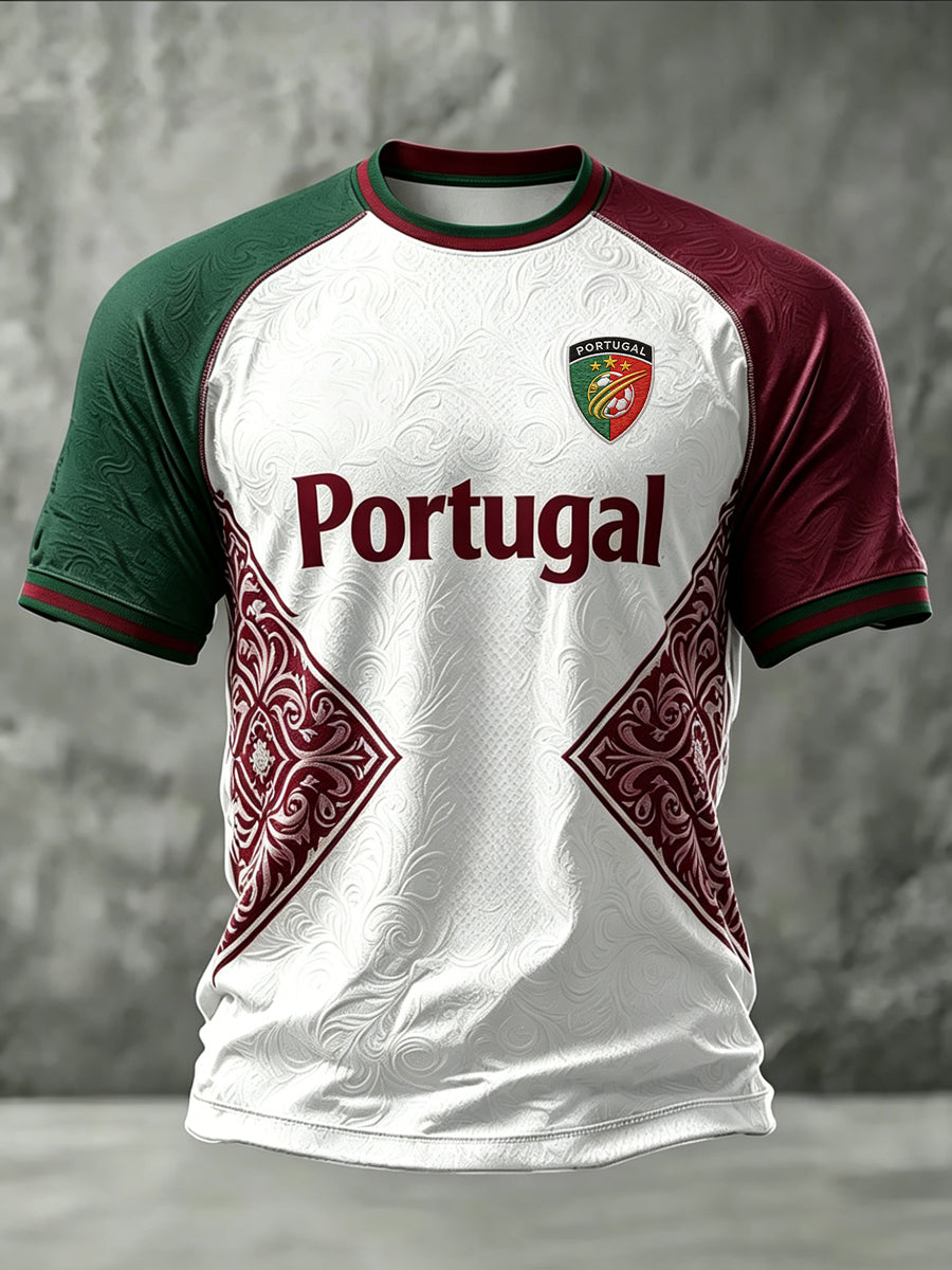 Men's Portuguese Football Printed Casual short sleeves t-shirt