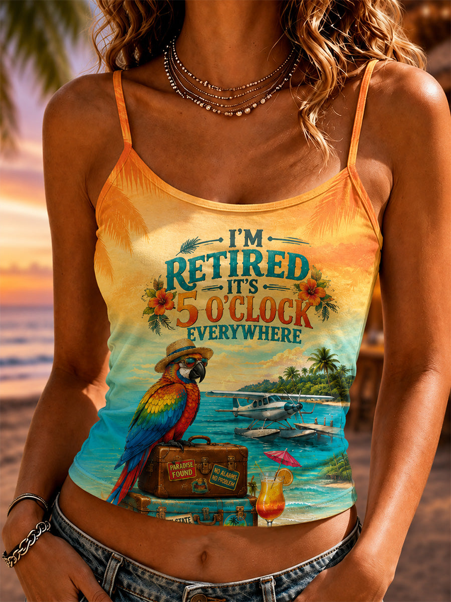 Men's I'm Retired It's 5 O'clock Everywhere Parrot Print Casual Vest