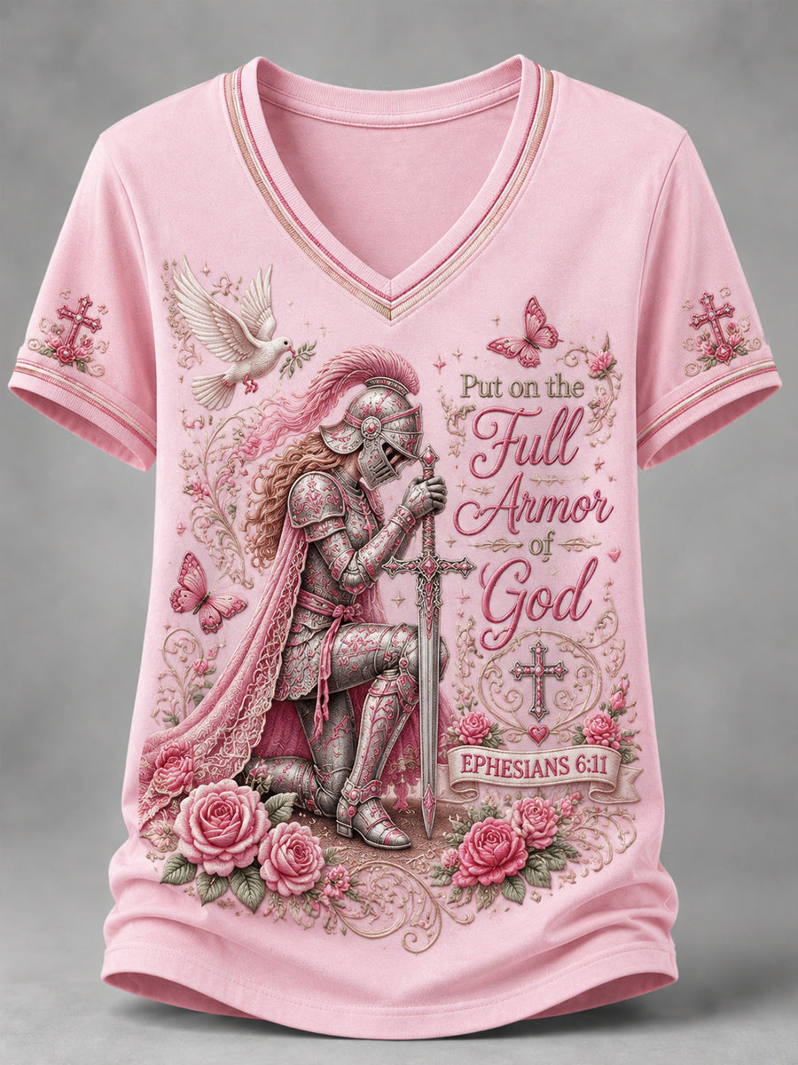 Women's Religious Print Casual Short-Sleeve T-Shirt