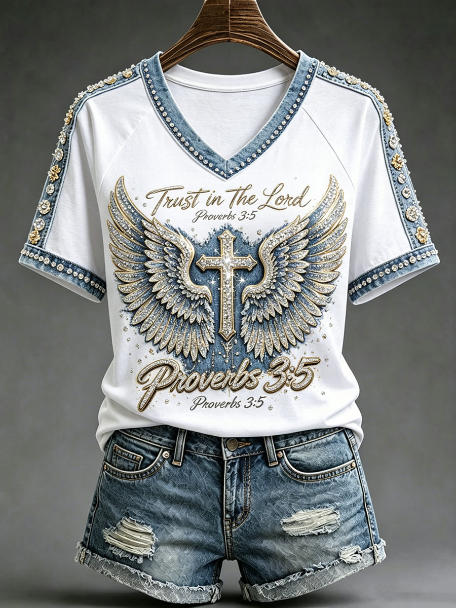 Women's Religious Print Casual Short-Sleeve T-Shirt