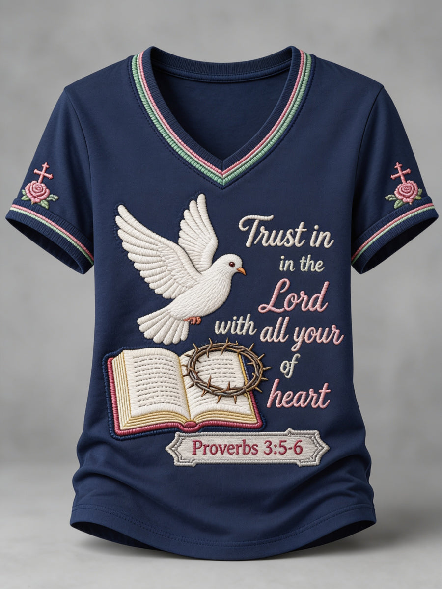 Women's Religious Print Casual Short-Sleeve T-Shirt