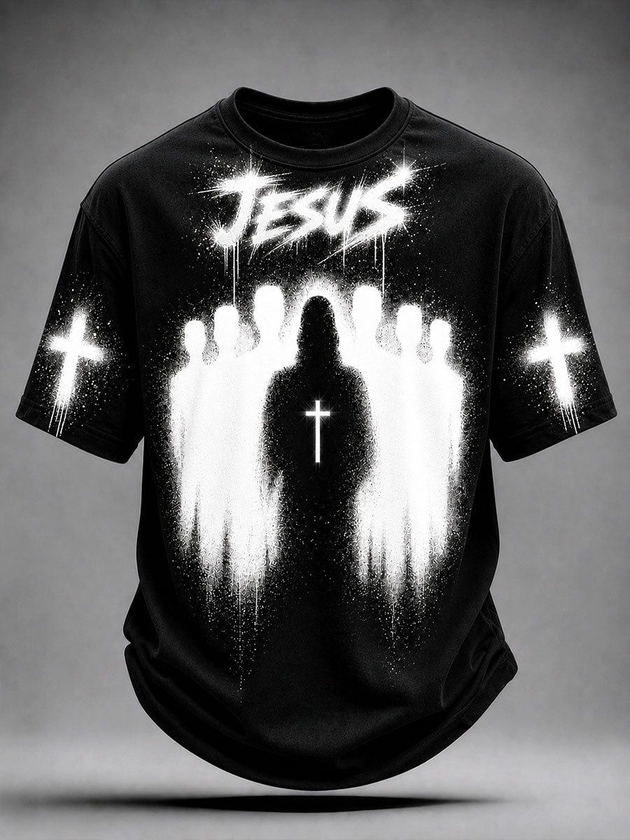Men's Jesus Faith Print Casual Unisex T-shirt