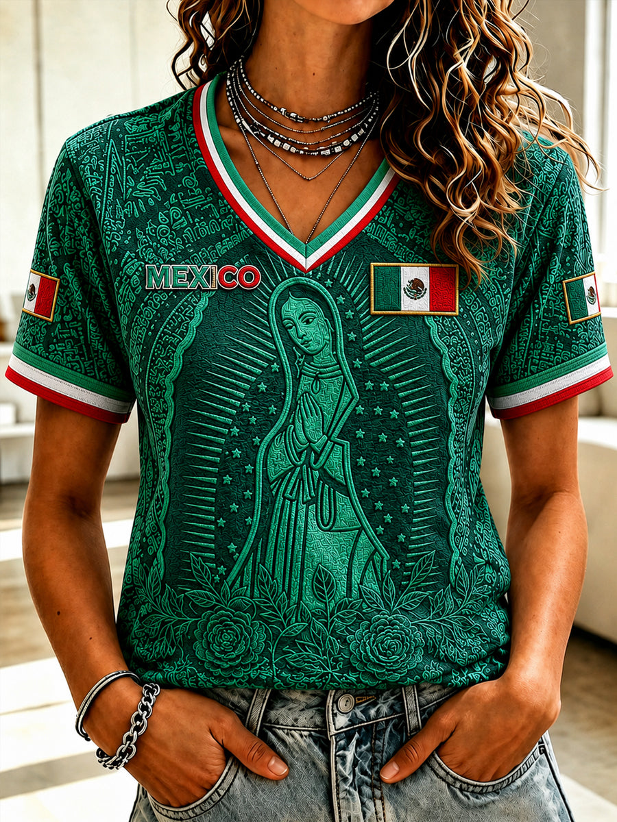 Women's Mexico Football Lover Art Short Sleeve T-shirt