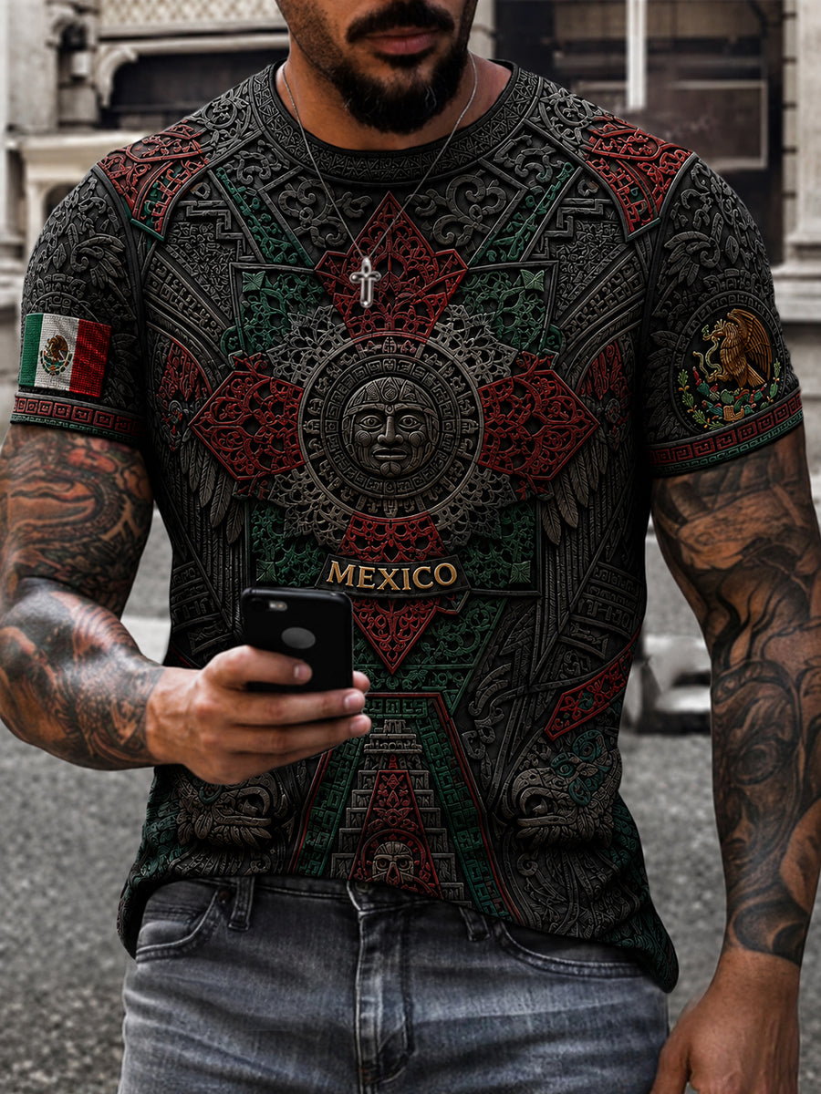 Men's Mexico Football Lover Papel Picado Art Printed T-shirt