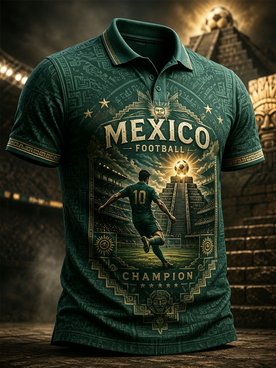 Men's Mexican Football Match Cheering Element Art Print Polo Shirt
